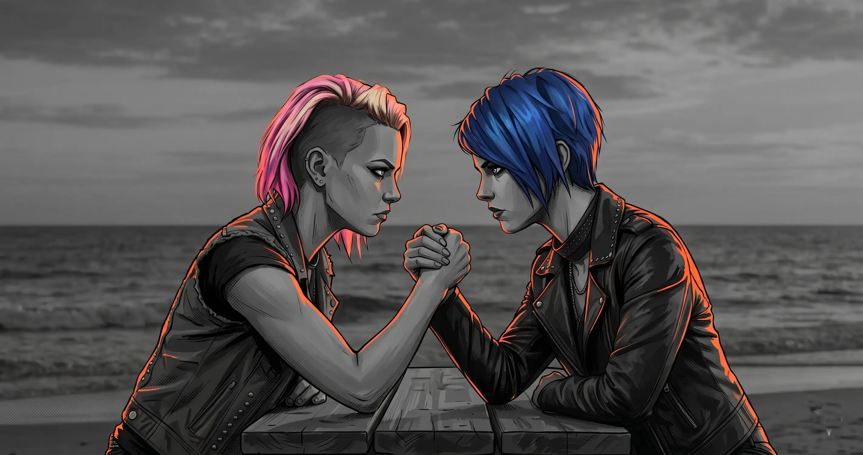 Lena and Kira arm-wrestle - Sister bond